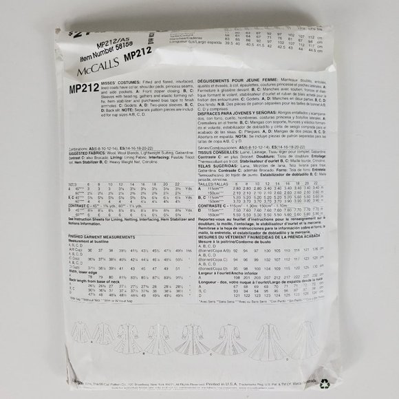 McCall's Misses Fit & Flare Costume Coats Sewing Pattern - Picture 3 of 11